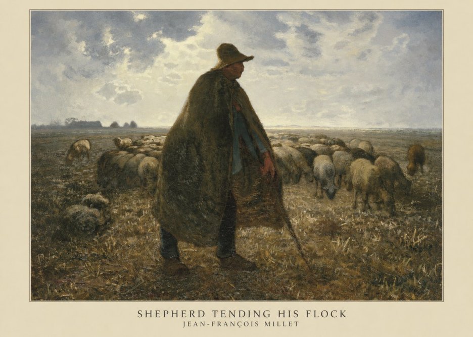 Jean-François Millet Shepherd Tending His Flock No5 - Juliste