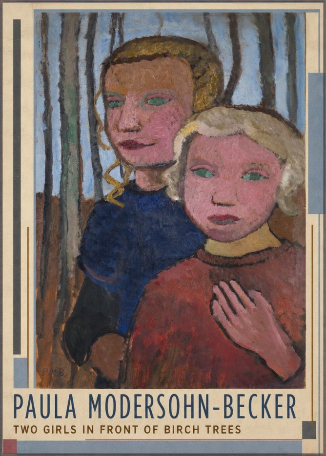 Paula Modersohn-Becker Two Girls in Front of Birch Trees No1 - Juliste