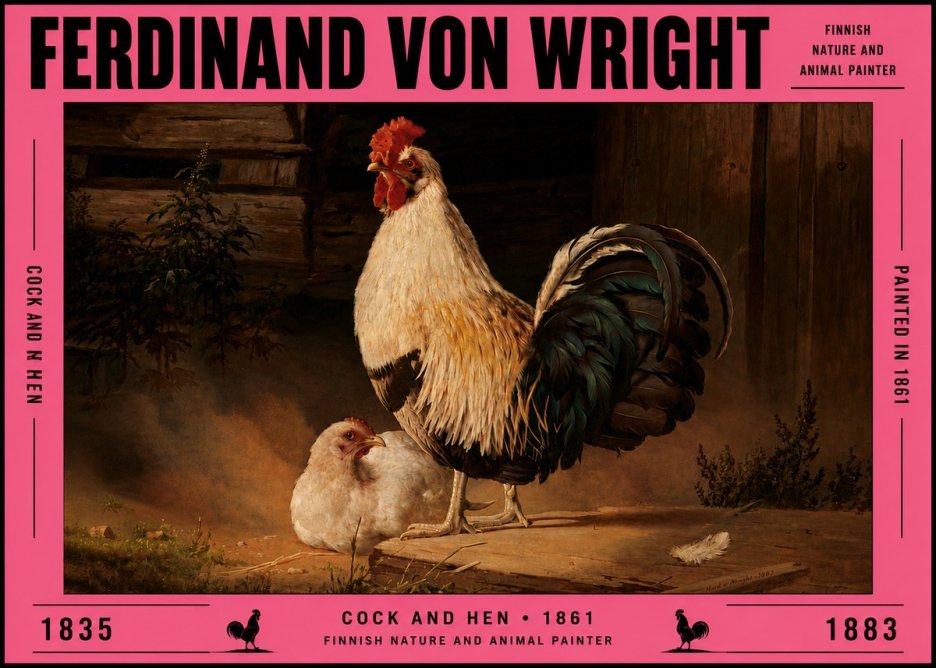 Ferdinand von Wright Cock and Hen No5 - Juliste