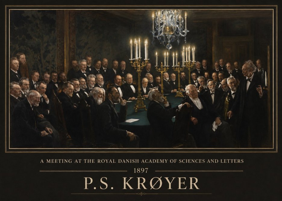 P.S. Krøyer A Meeting at the Royal Danish Academy of Sciences and Letters No1 - Juliste