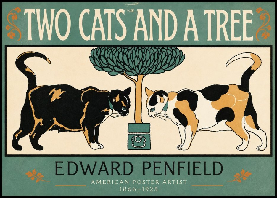 Edward Penfield Two Cats and a Tree No3 - Juliste