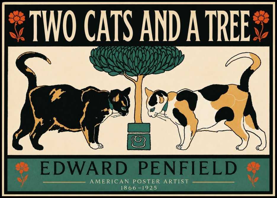 Edward Penfield Two Cats and a Tree No5 - Juliste