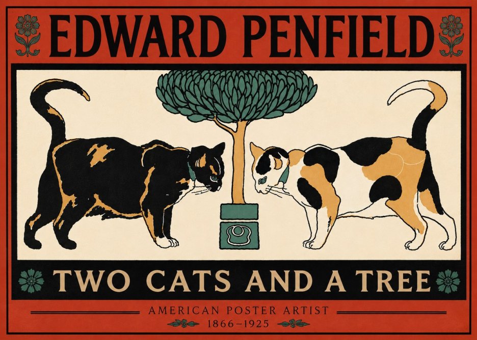 Edward Penfield Two Cats and a Tree No6 - Juliste