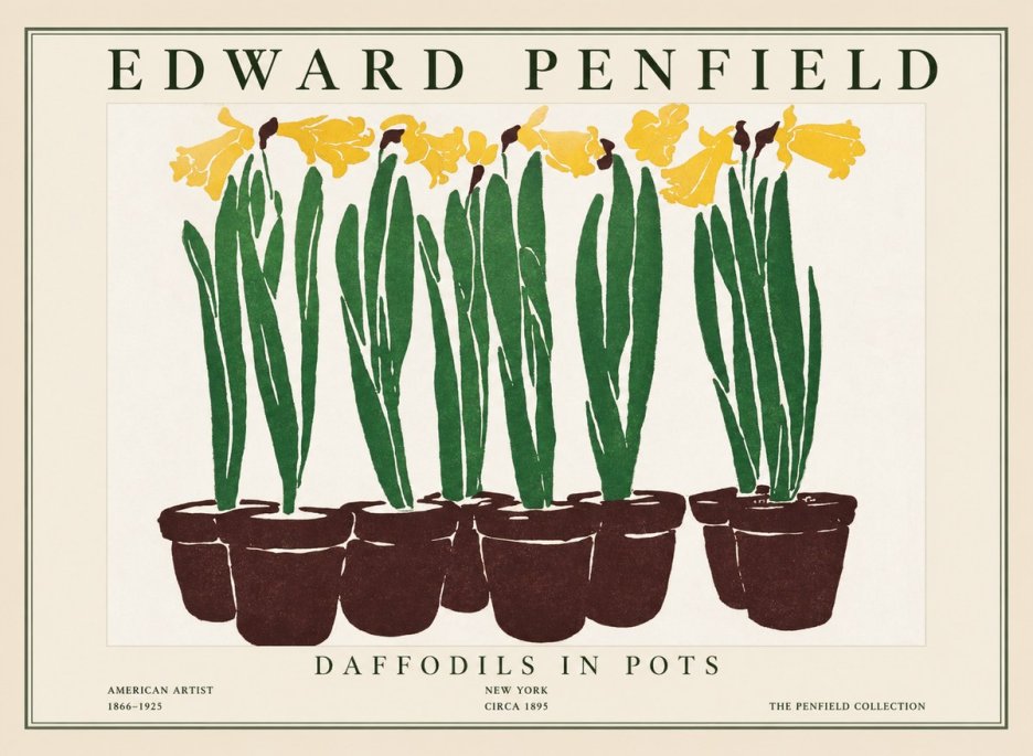 Edward Penfield Daffodils in Pots No1 - Juliste