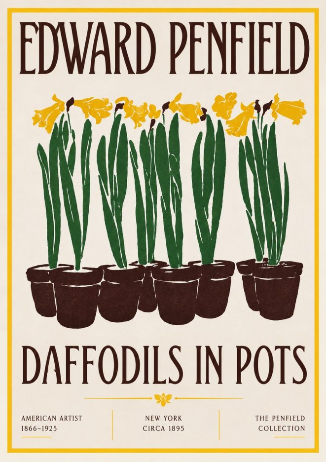 Edward Penfield Daffodils in Pots No3 - Juliste