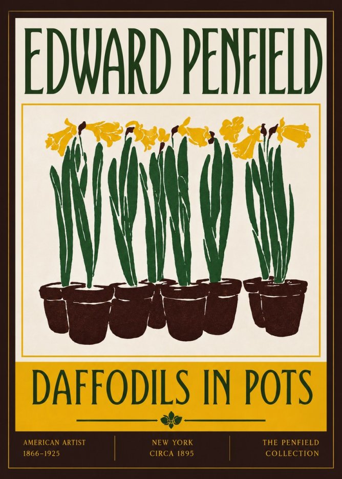Edward Penfield Daffodils in Pots No4 - Juliste