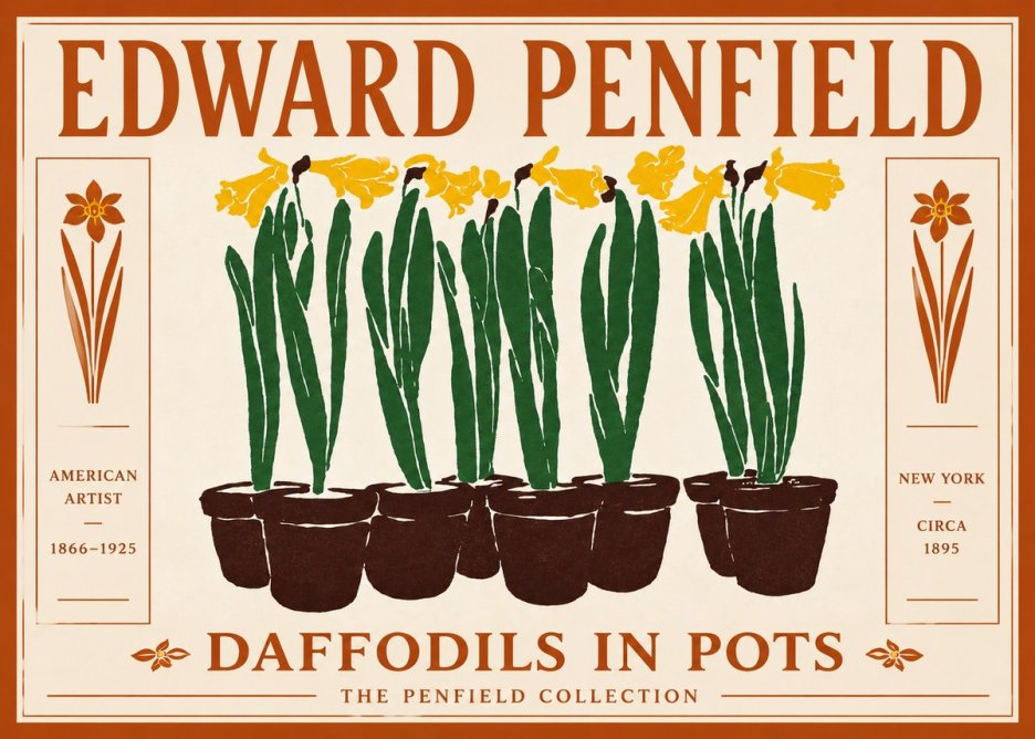 Edward Penfield Daffodils in Pots No5 - Juliste