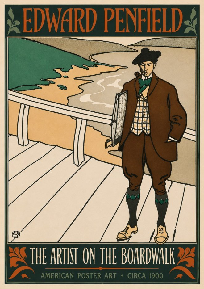 Edward Penfield The Artist on the Boardwalk No4 - Juliste