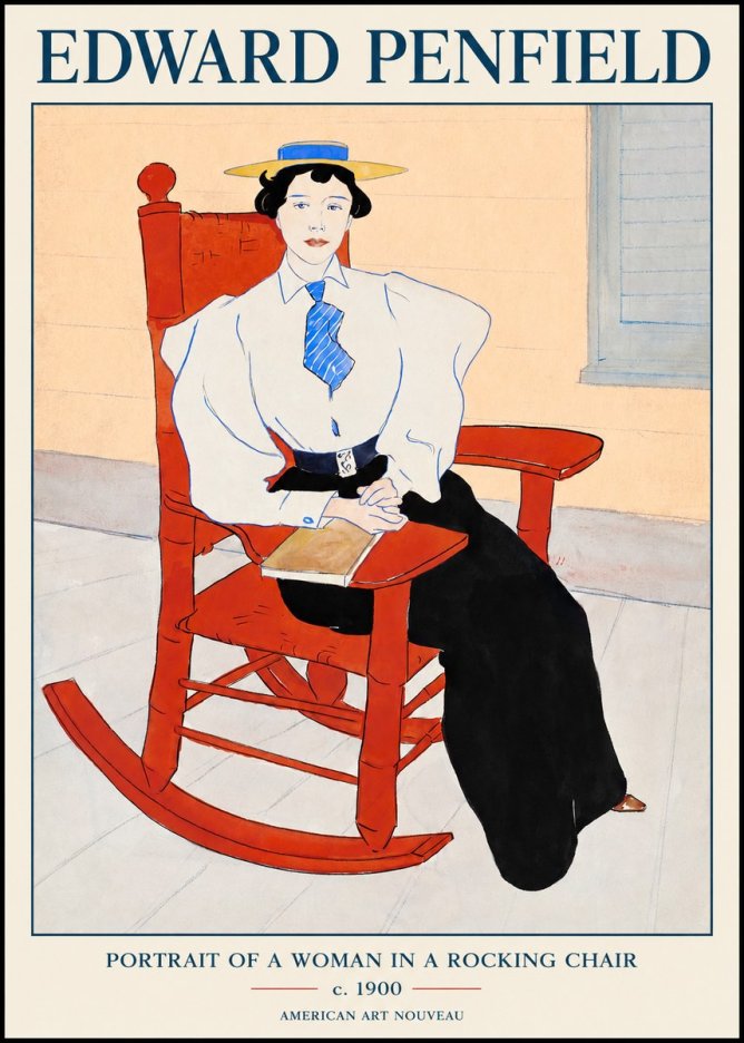 Edward Penfield Portrait of a Woman in a Rocking Chair No1 - Juliste