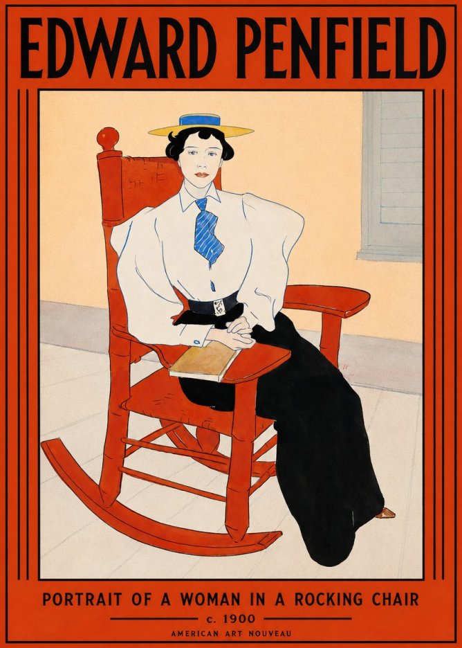 Edward Penfield Portrait of a Woman in a Rocking Chair No2 - Juliste