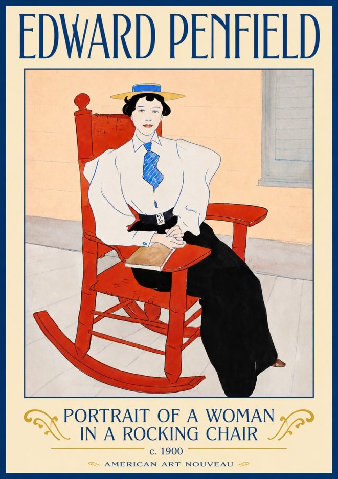 Edward Penfield Portrait of a Woman in a Rocking Chair No3 - Juliste