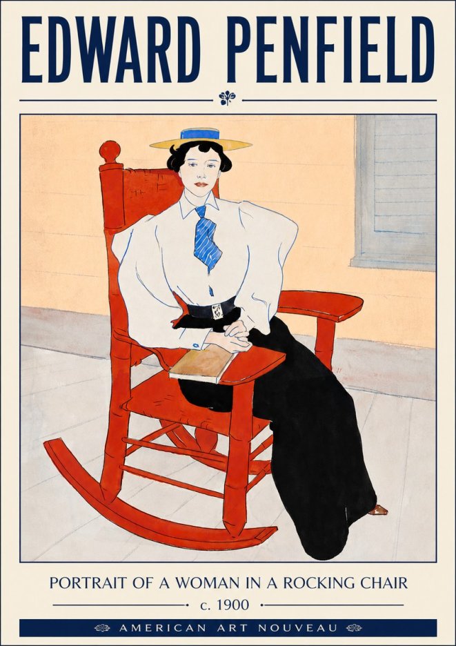 Edward Penfield Portrait of a Woman in a Rocking Chair No4 - Juliste