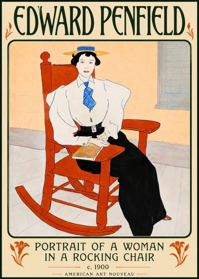 Edward Penfield Portrait of a Woman in a Rocking Chair No5 - Juliste