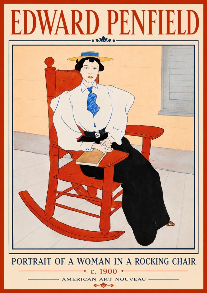 Edward Penfield Portrait of a Woman in a Rocking Chair No6 - Juliste