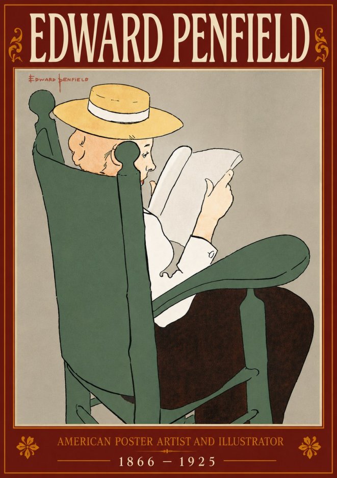 Edward Penfield Reading Woman in a Rocking Chair No6 - Juliste