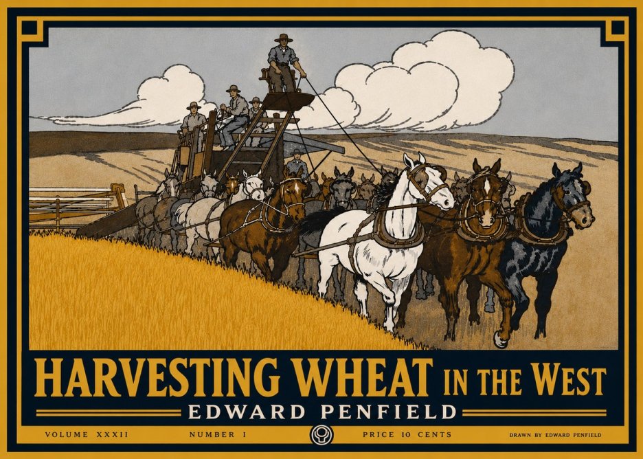 Edward Penfield Harvesting Wheat in the West No5 - Juliste