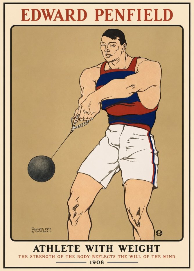 Edward Penfield Athlete with Weight No1 - Juliste