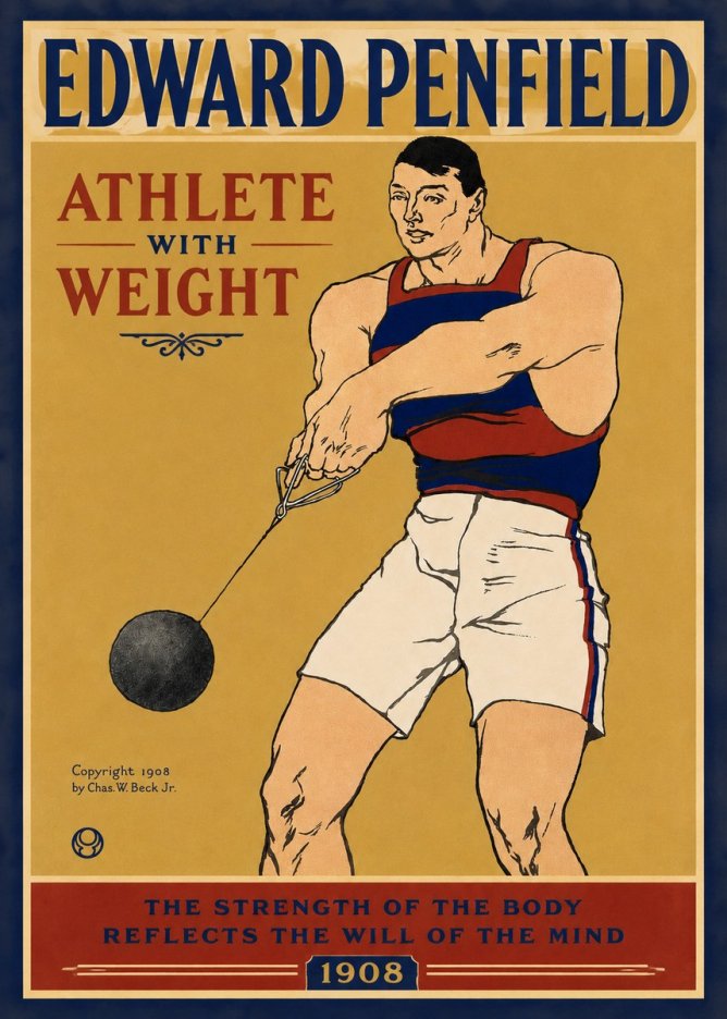 Edward Penfield Athlete with Weight No3 - Juliste
