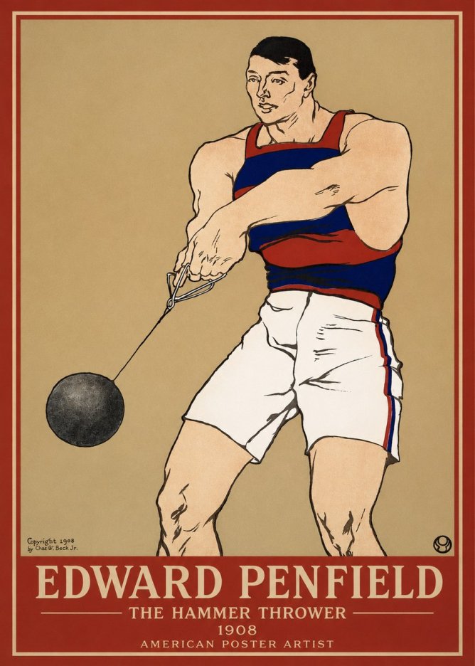 Edward Penfield Athlete with Weight No4 - Juliste