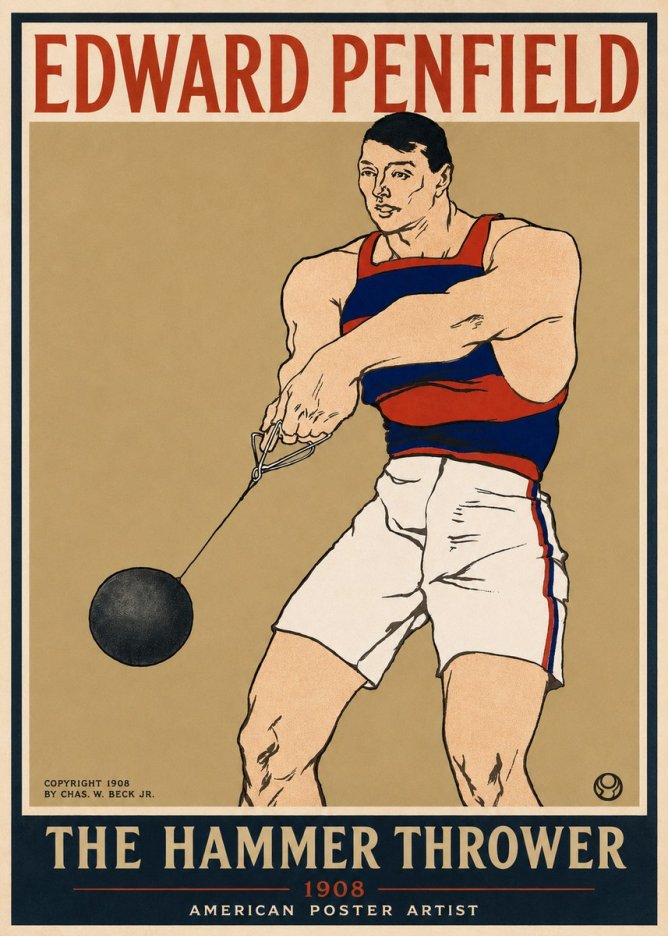Edward Penfield Athlete with Weight No6 - Juliste