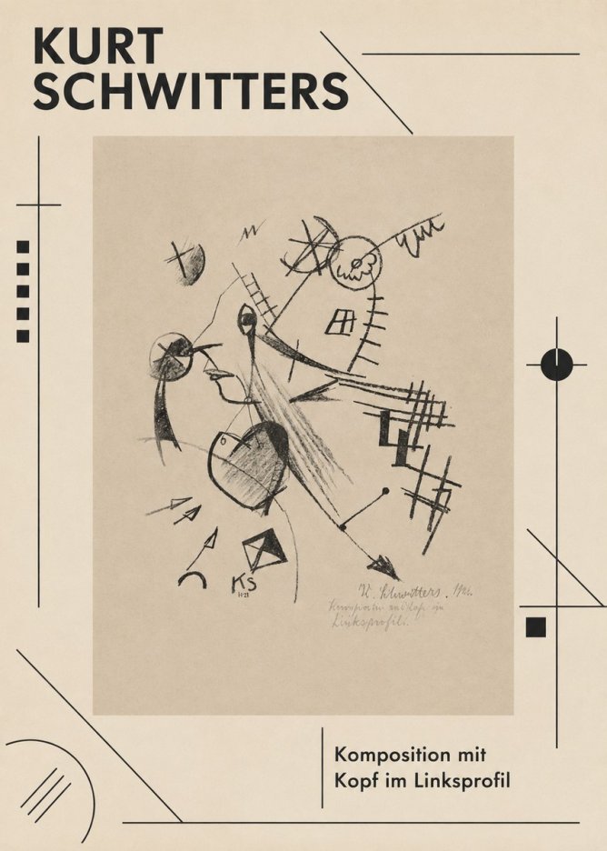 Kurt Schwitters Komposition Mit Kopf Im Linksprofil No1 - Juliste