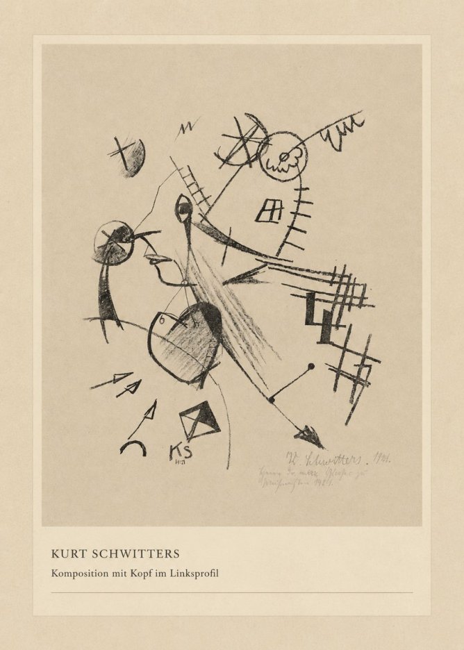 Kurt Schwitters Komposition Mit Kopf Im Linksprofil No4 - Juliste