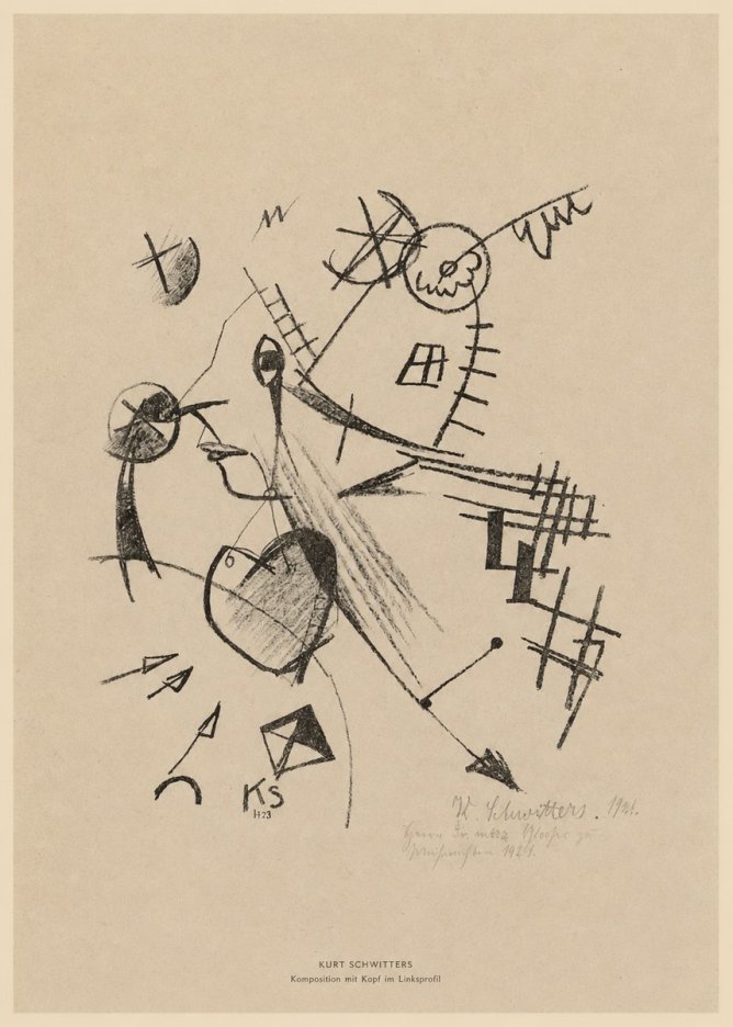 Kurt Schwitters Komposition Mit Kopf Im Linksprofil No5 - Juliste