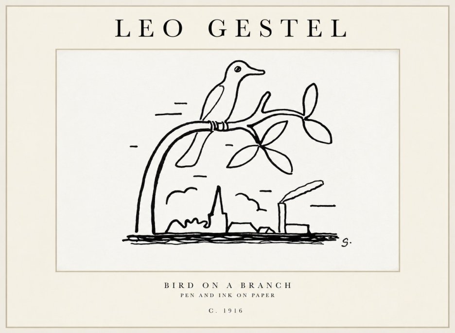 Leo Gestel Bird on a Branch No2 - Juliste