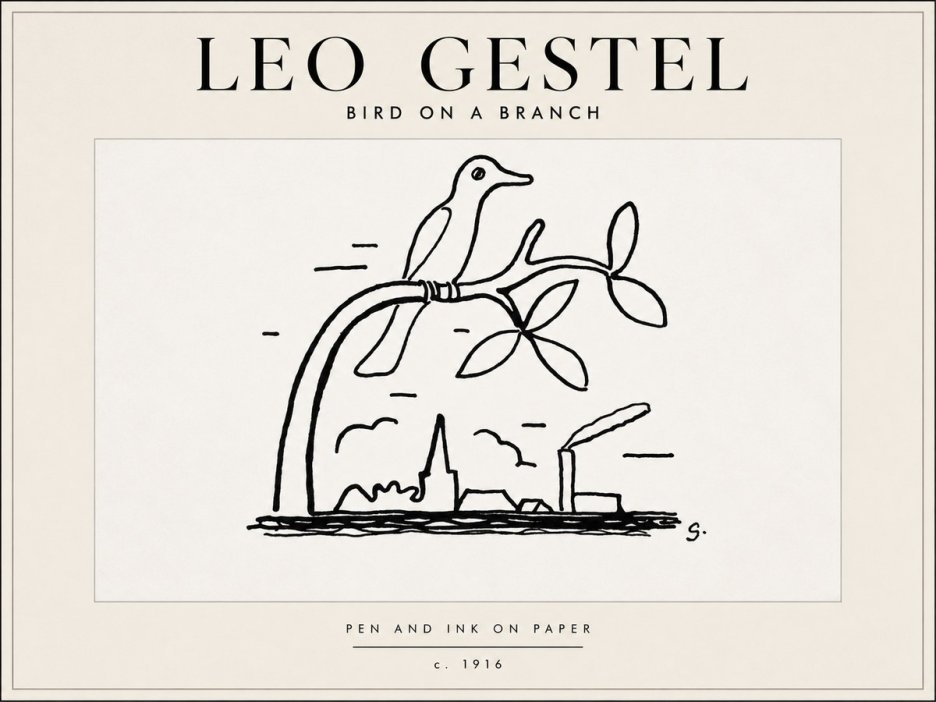 Leo Gestel Bird on a Branch No5 - Juliste