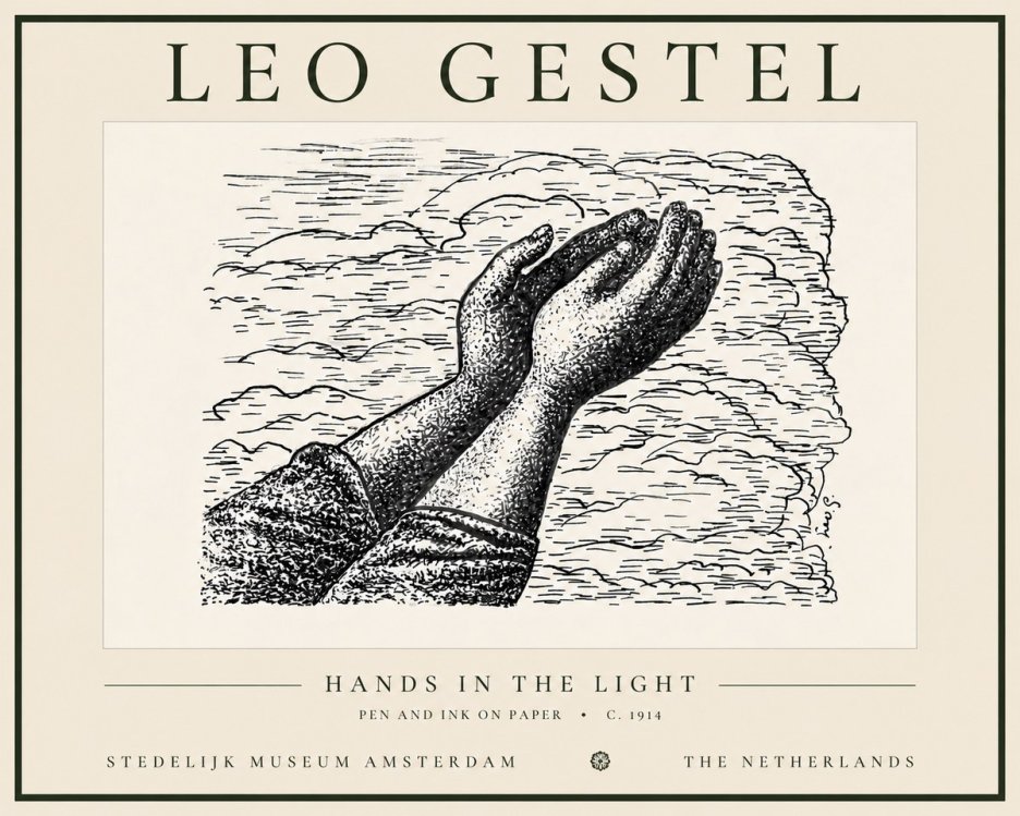 Leo Gestel Hands in the Light No5 - Juliste