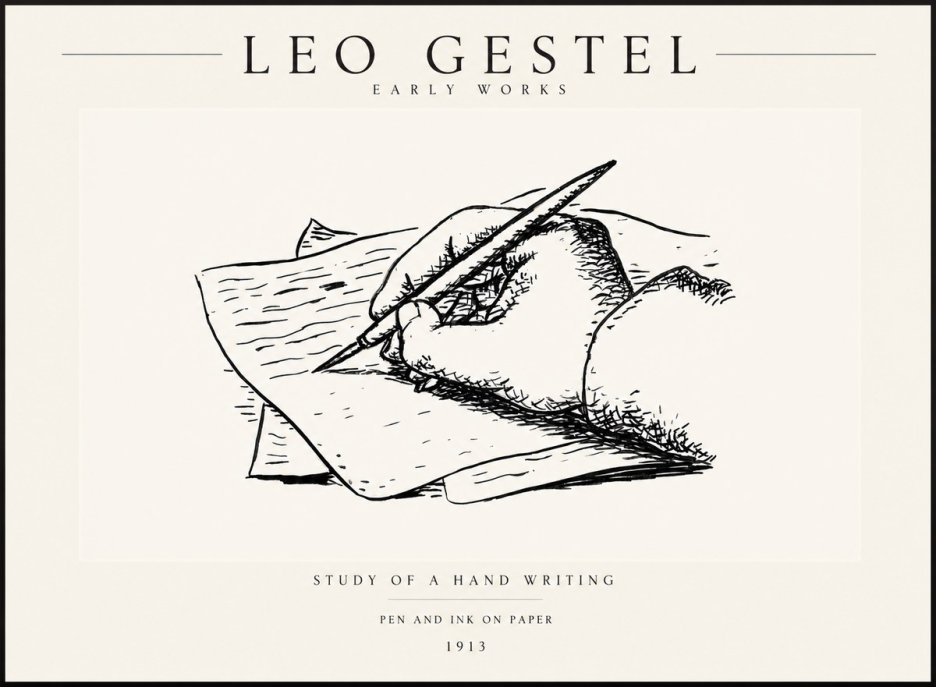 Leo Gestel Study of a Hand Writing No3 - Juliste