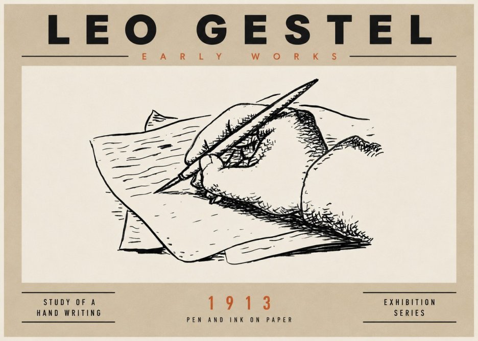 Leo Gestel Study of a Hand Writing No4 - Juliste