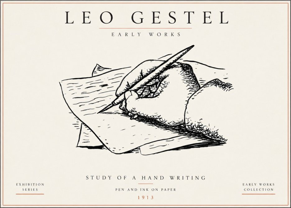 Leo Gestel Study of a Hand Writing No5 - Juliste