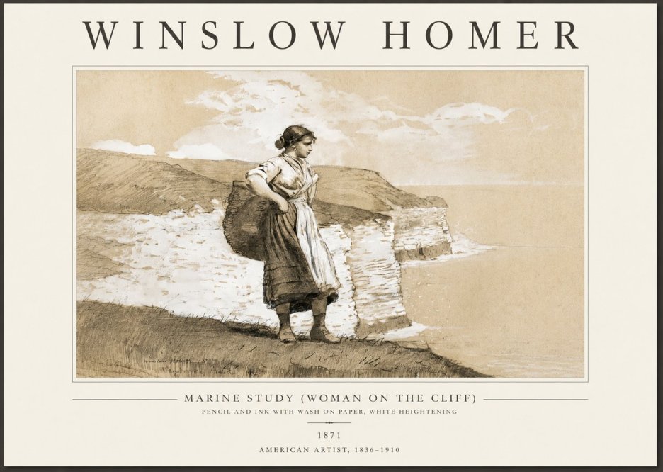 Winslow Homer Marine Study (Woman on the Cliff) No3 - Juliste