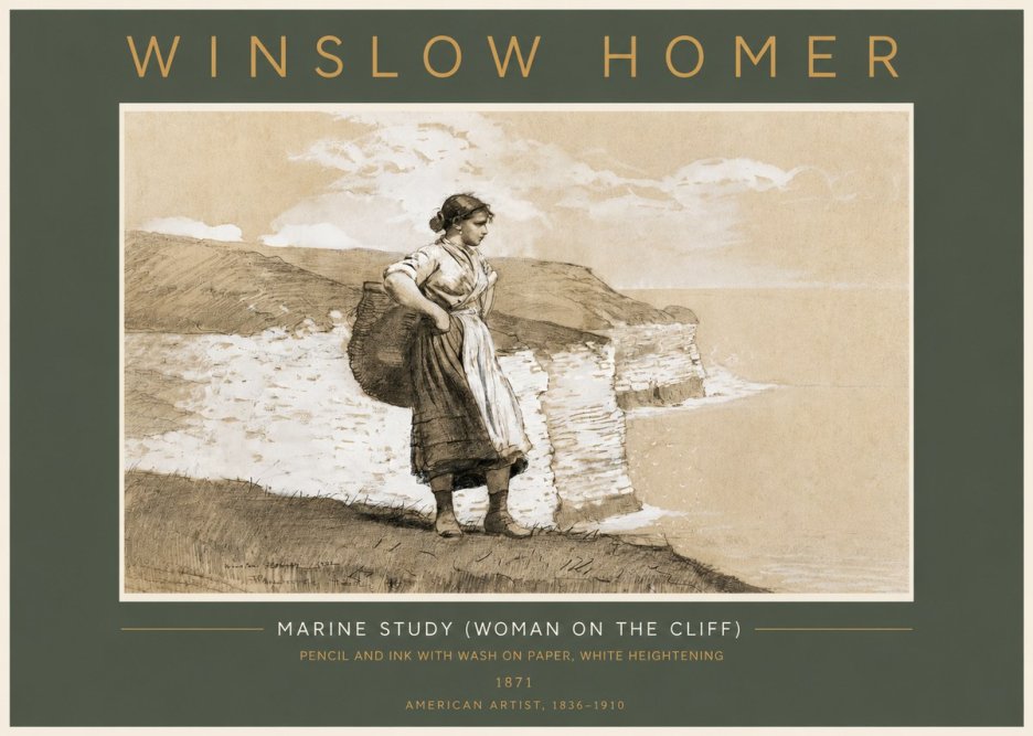 Winslow Homer Marine Study (Woman on the Cliff) No4 - Juliste