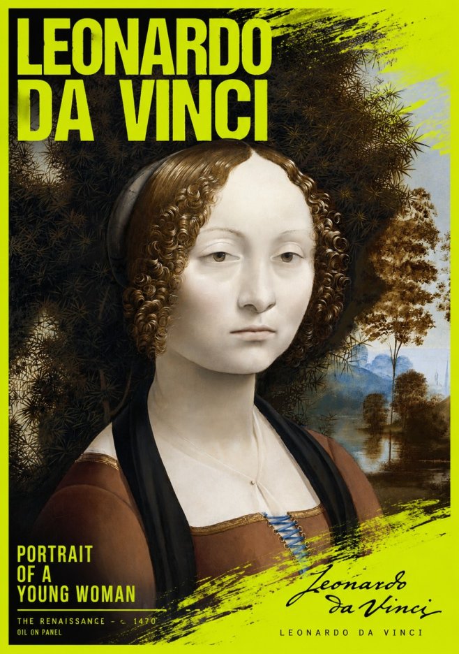 Leonardo da Vinci Portrait of a Young Woman I No2 - Juliste