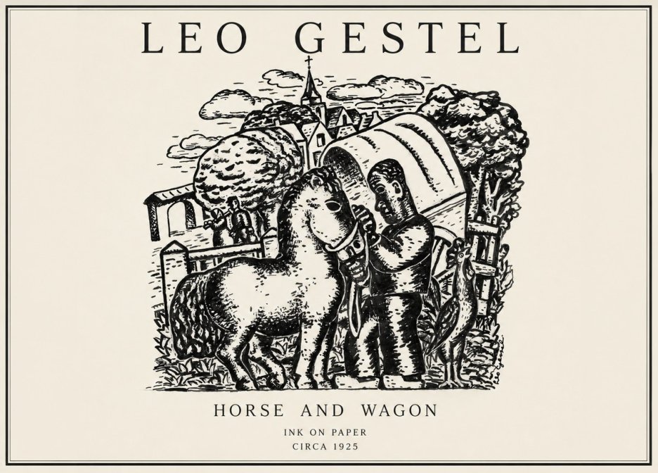 Leo Gestel Horse and Wagon No1 - Juliste