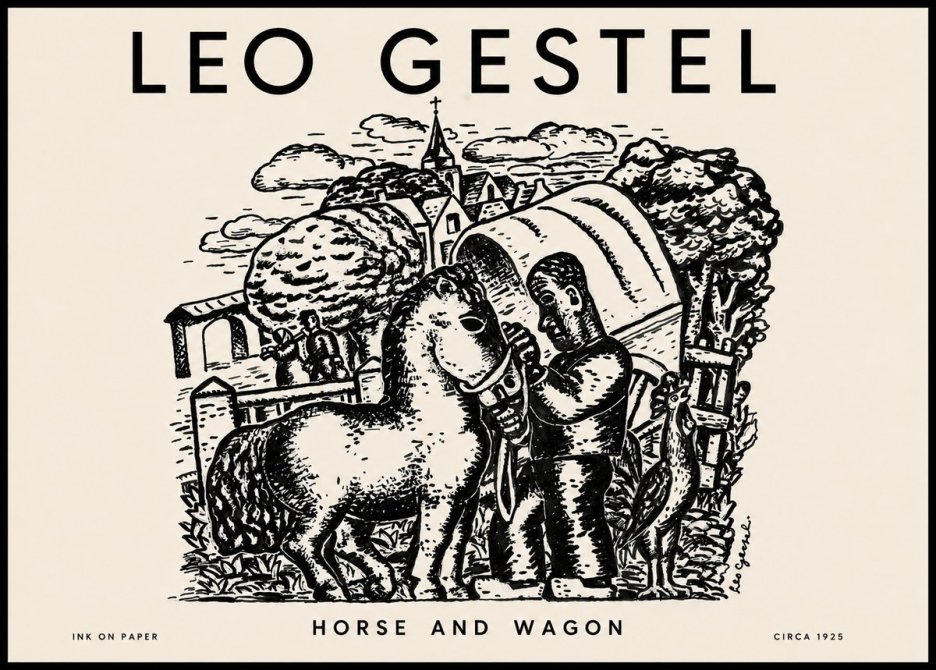 Leo Gestel Horse and Wagon No4 - Juliste