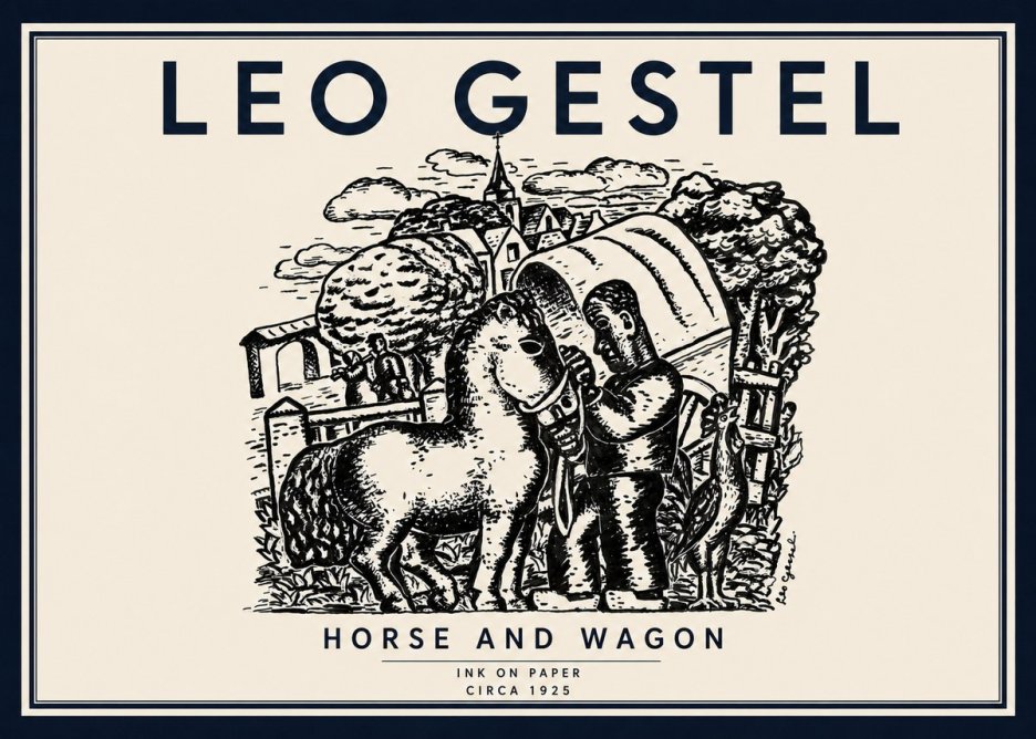 Leo Gestel Horse and Wagon No6 - Juliste