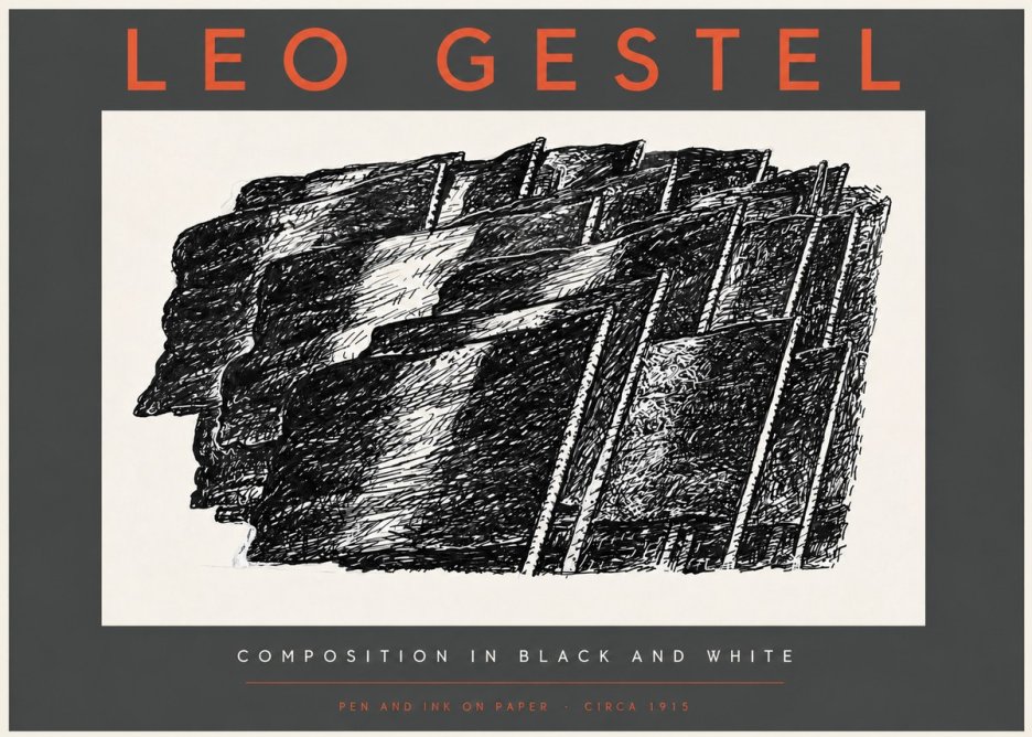 Leo Gestel Composition in Black and White No3 - Juliste