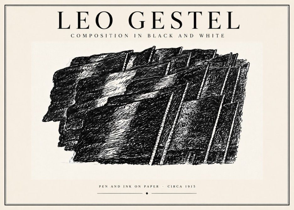 Leo Gestel Composition in Black and White No4 - Juliste
