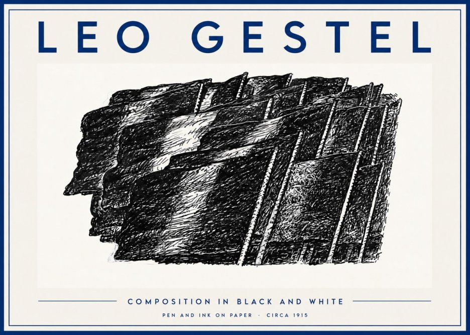 Leo Gestel Composition in Black and White No5 - Juliste