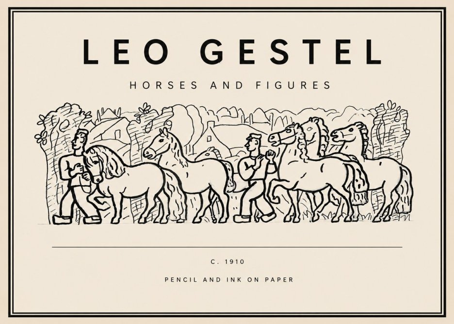 Leo Gestel Horses and Figures No3 - Juliste