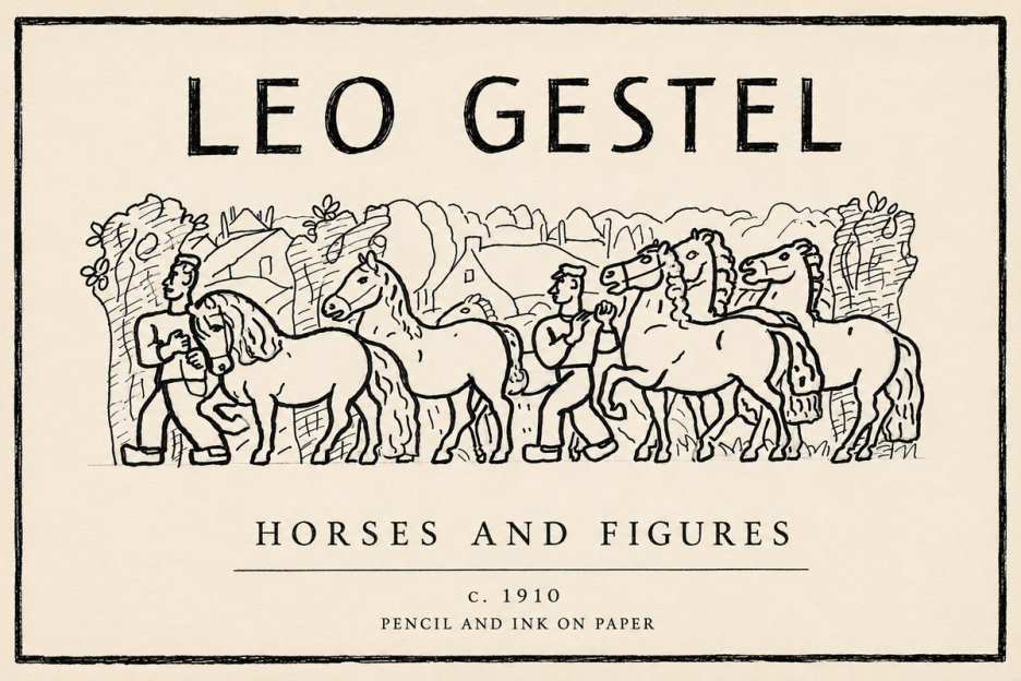 Leo Gestel Horses and Figures No6 - Juliste