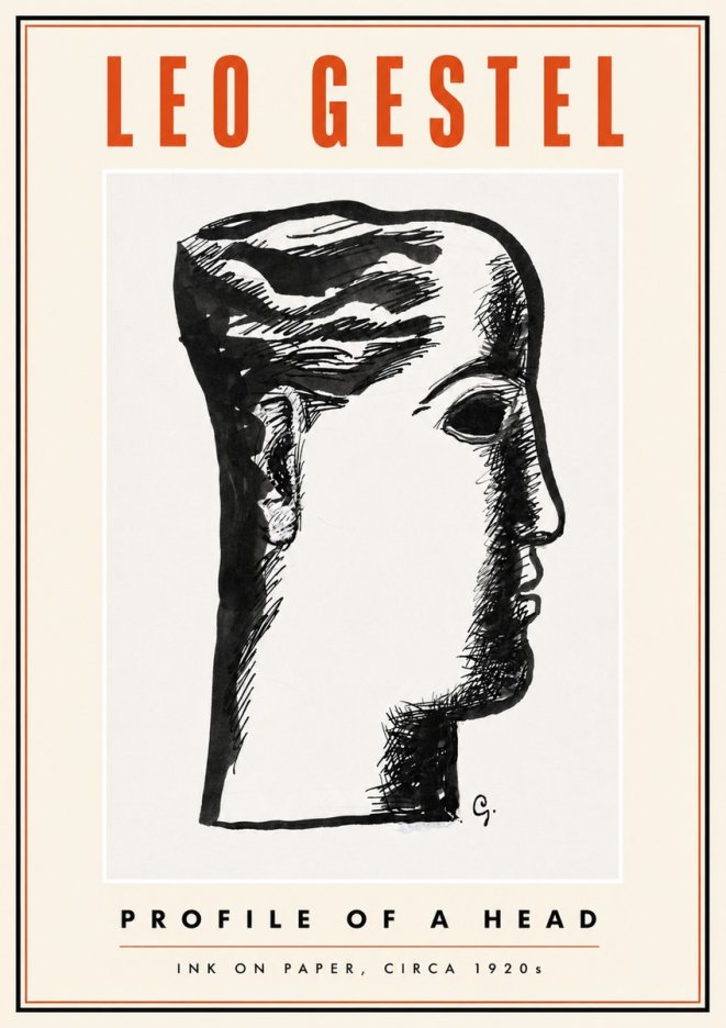 Leo Gestel Profile of a Head No5 - Juliste