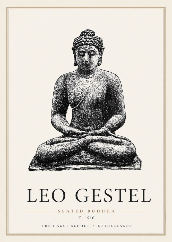 Leo Gestel Seated Buddha No5 - Juliste