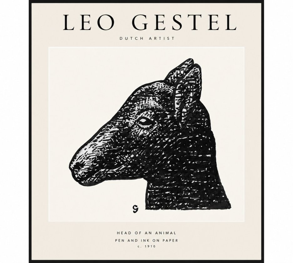 Leo Gestel Head of an Animal No1 - Juliste