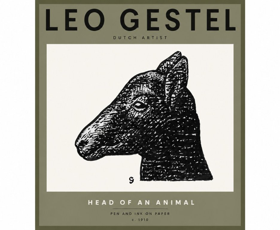 Leo Gestel Head of an Animal No3 - Juliste