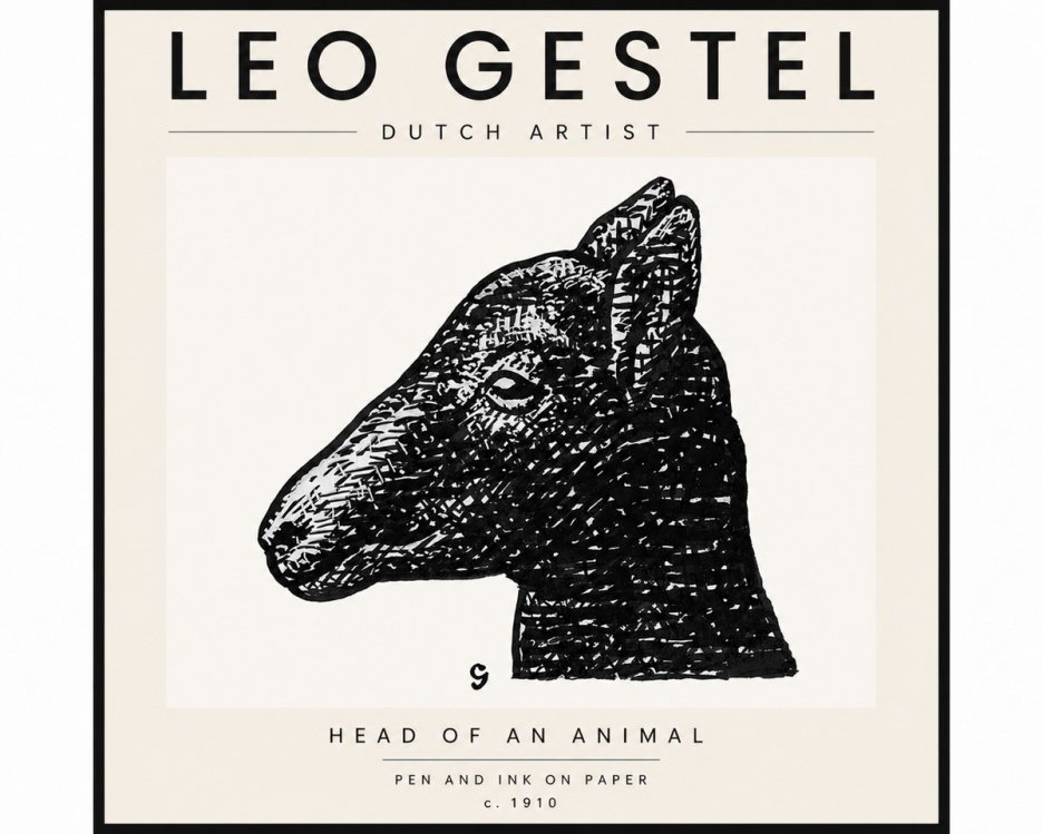 Leo Gestel Head of an Animal No4 - Juliste