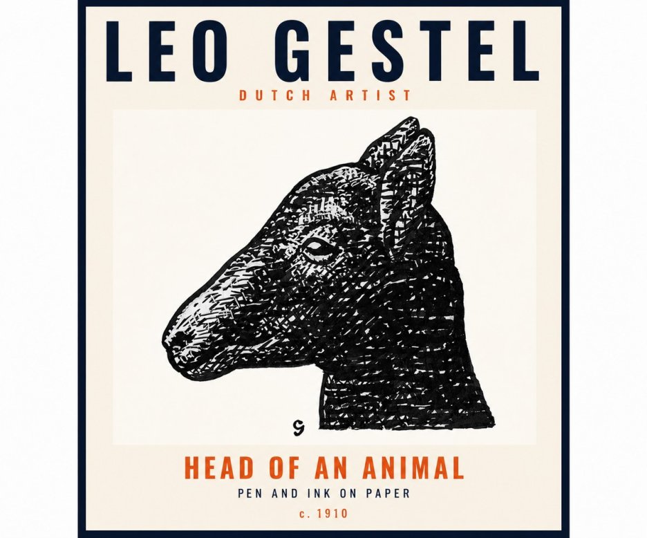 Leo Gestel Head of an Animal No5 - Juliste